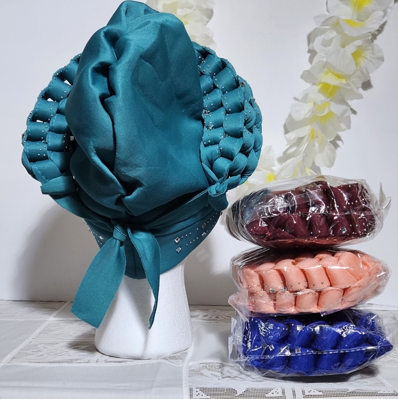 Women headtie gele turban color green - Picture 3 of 3